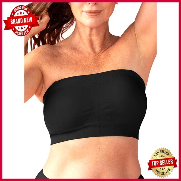 Strapless Bandeau Bra Wire-Free Full Coverage Medium Support Comfortable Fit
